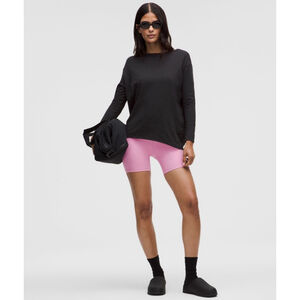 Women's Lululemon Black Back In Action Organic Cotton Long-Sleeve, Shirt Sz 8